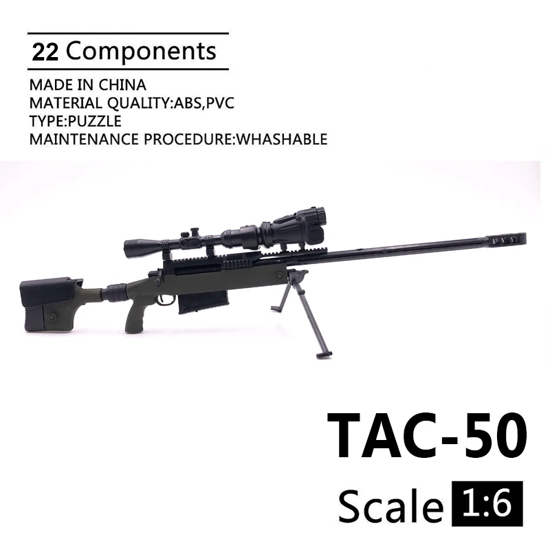 1/6th Mini Jigsaw Puzzle TAC-50 Long Range Sniper Weapon Gun Model Plastic Military Model for 12 Inch Action Figure Display