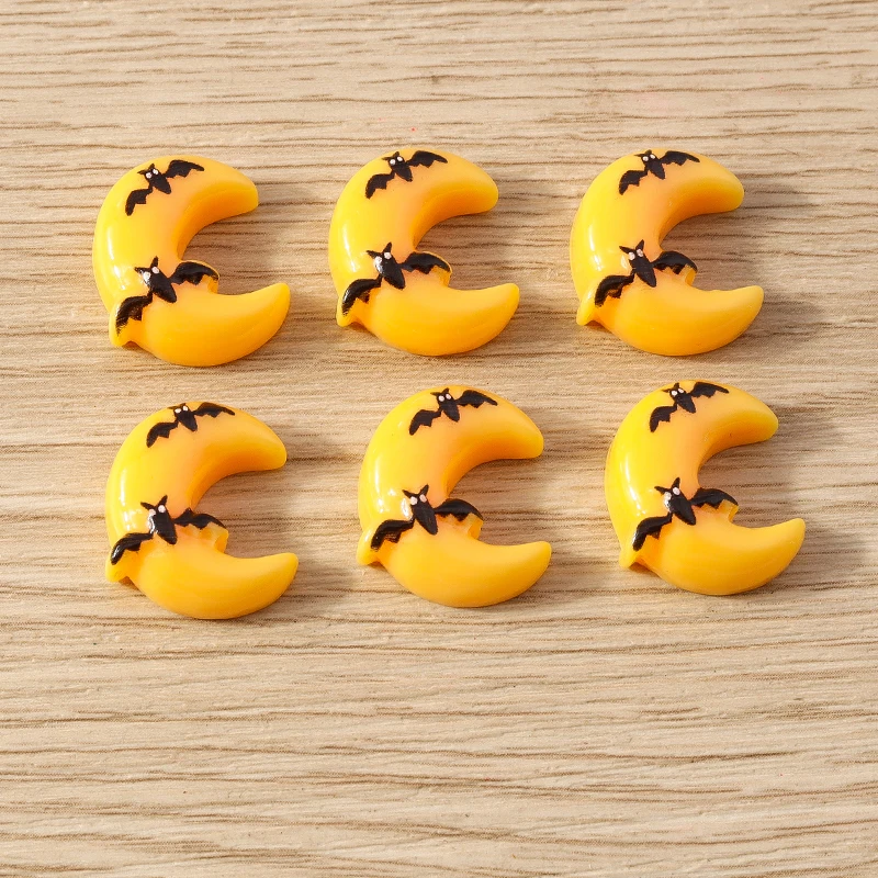 10pcs Mix Cartoon Resin Halloween Pumpkin Ghost Bat Flat Back Cabochons Scrapbooking DIY Jewelry Craft Decoration Accessories