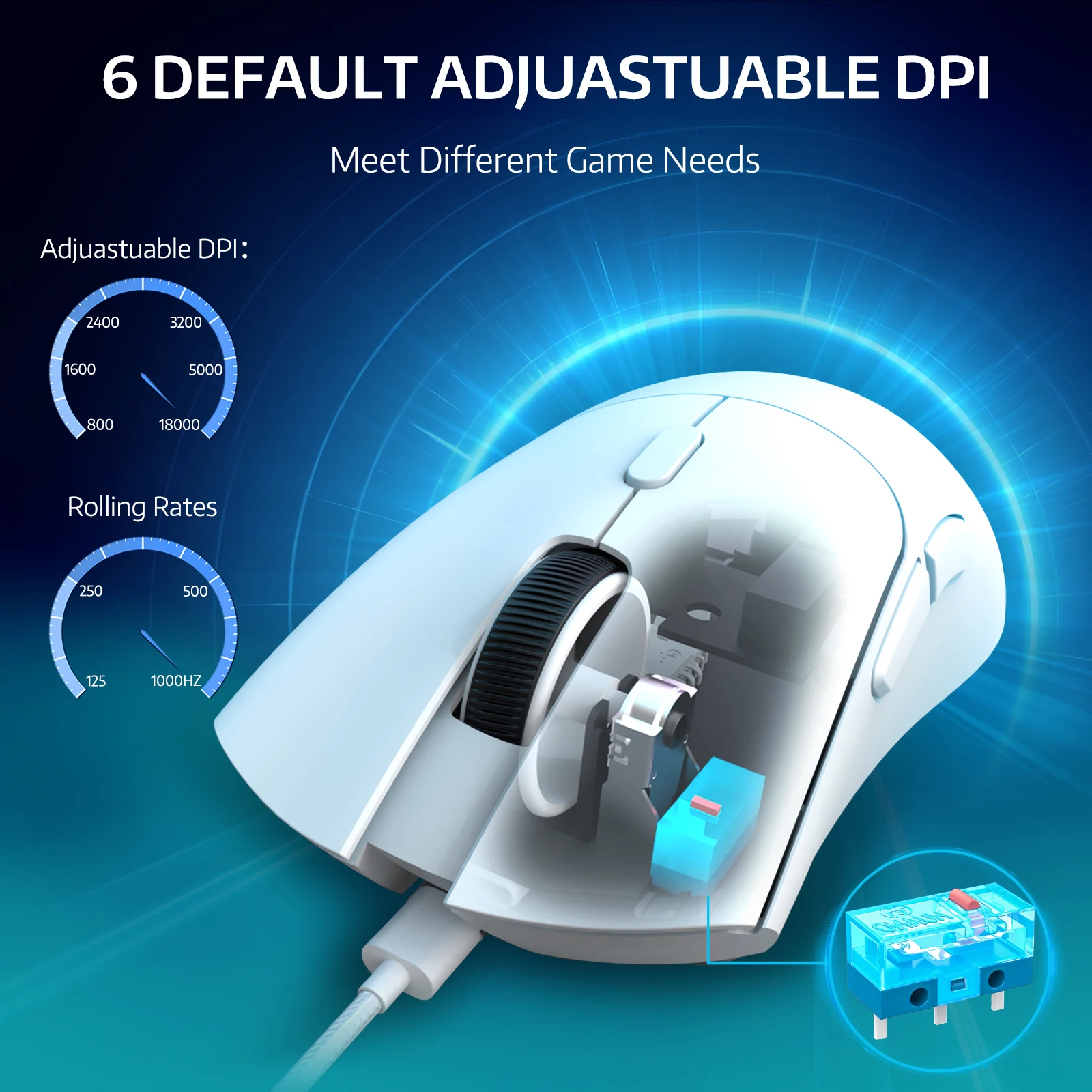 ATTACK SHARK R1 Wireless Gaming Mouse,Tri-Mode Connection (2.4G/Wired/BT5.2),55g Lightweight,18K DPI Optical Sensor,HUYU 20 Mill