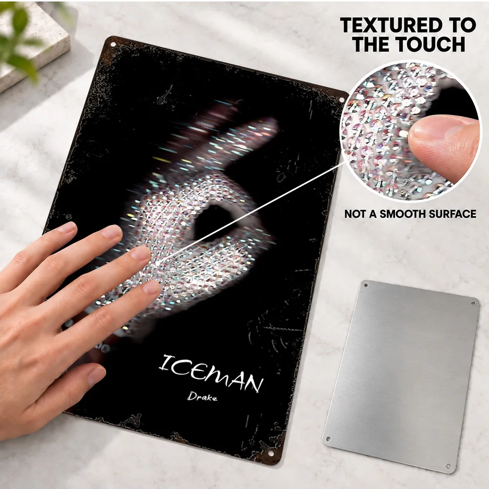 Iceman Drake Album Textured Metal Poster Customized Aluminum Sign Contemporary Design Wall Art For Home Office Music Fan Gift