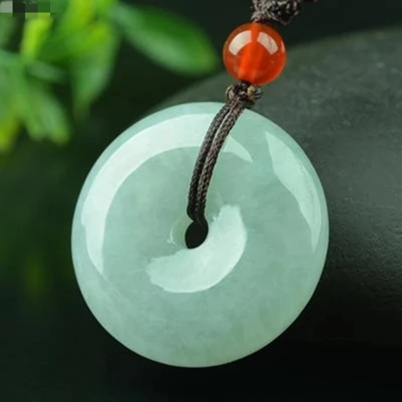 Natural Burmese Jade A Grade Donut Pendant Jewelry Necklace