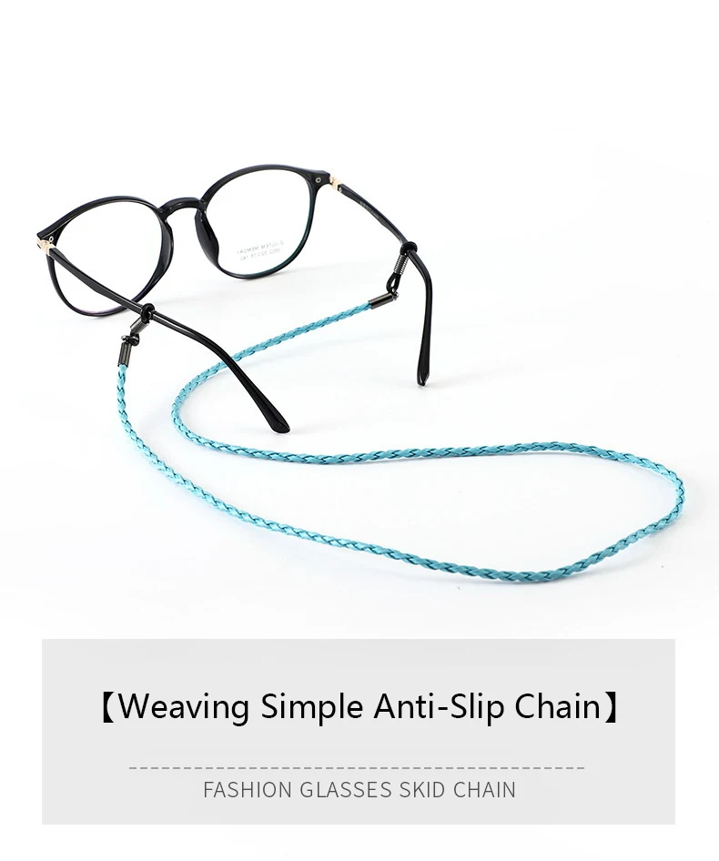 Mehrfarbiger geflochtener Leder-Brillenriemen, Anti-Verlust-Sonnenbrillenband, rutschfeste Brillenkette, Halsschnurhalter für Damen und Herren – Detail 1