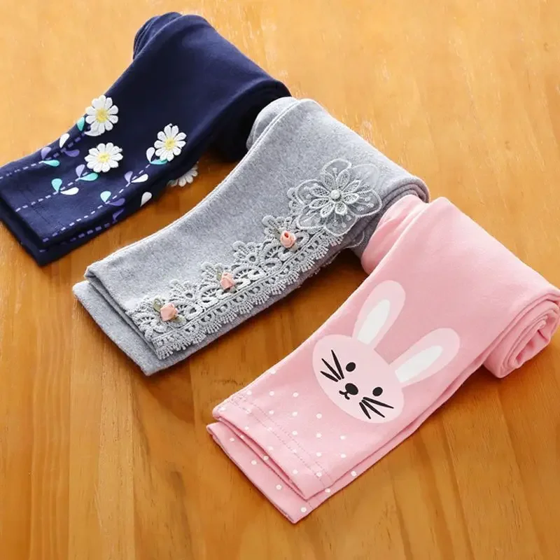 Cartoon Pattern Children Leggings Trousers Spring Girls Leggings Cotton Trousers Fille Kids Pants Girls Pants Skinny Print