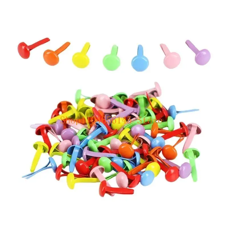5ASD 100PCS السحابات الورق المعدنية براد براد متعدد الألوان دبوس جولة زهرة القلب براد براد براد برادس الورق الحرف مقسمة دبوس