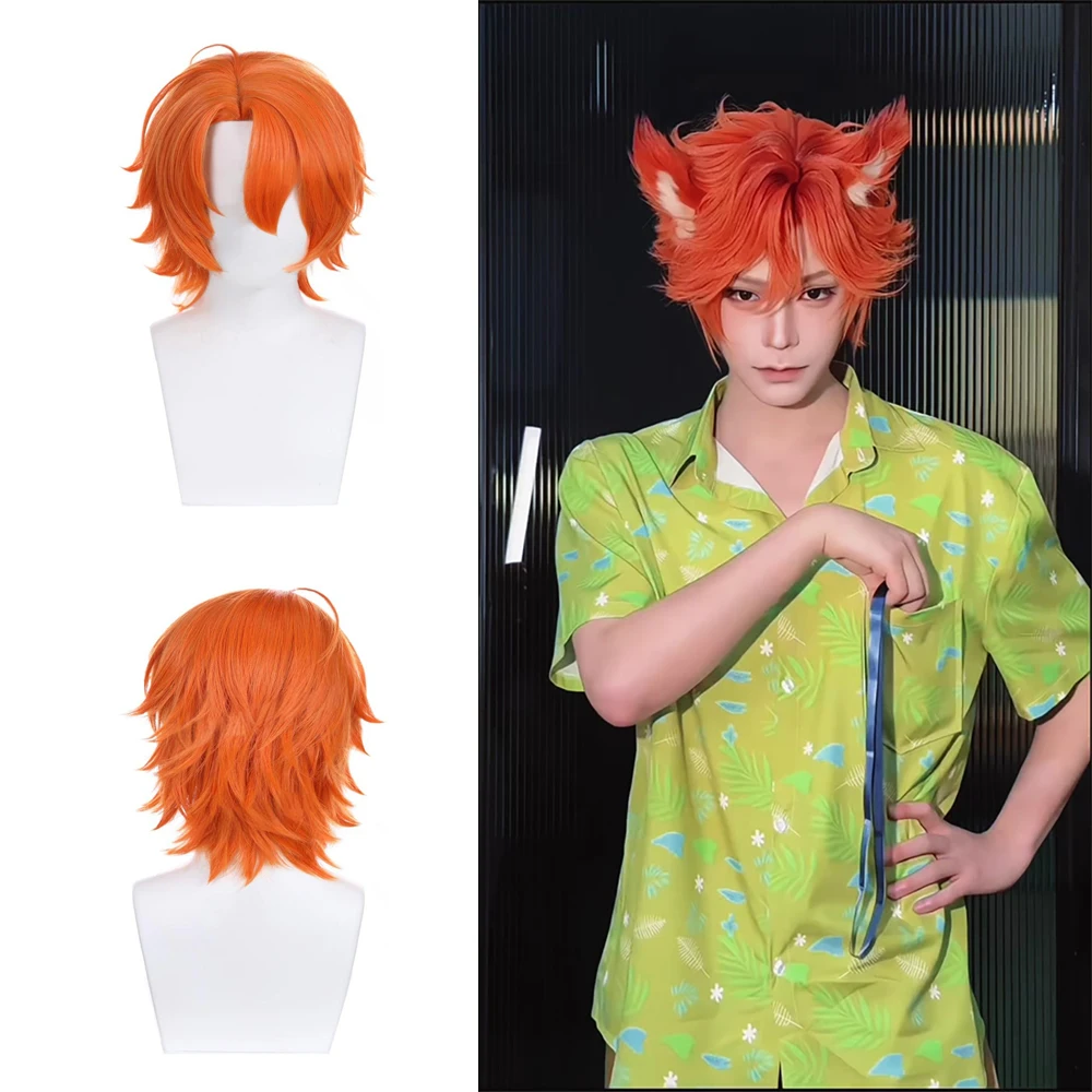 Judy Nick Cosplay Wig Silver Gray Long Braids Orange Short Fluffy Wig Heat Resistant Synthetic Anime Hair For Halloween Party