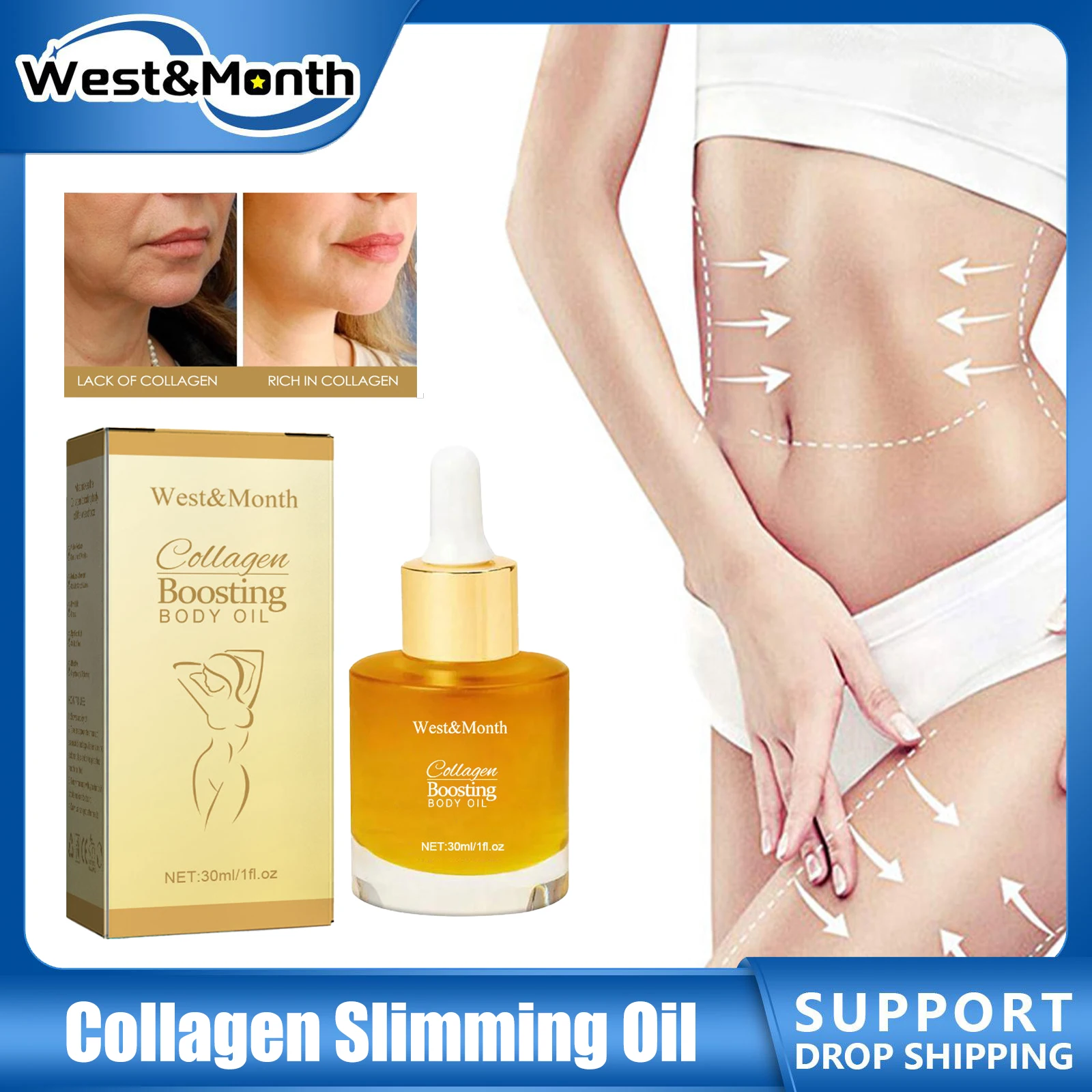 Collagen Slimming Oil Lifting Firming Belly Fat Burner Remove Cellulite Tighten Breast Buttock Weight Loss Shaping Essence Oil