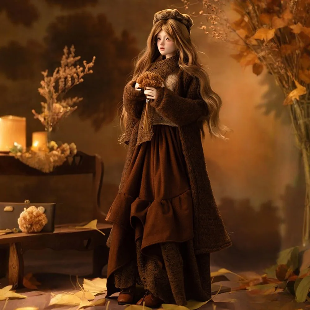 

1/4 BJD doll Artistic girl Maillard color series hand-embroidered trendy girl A complete set of dolls Gift