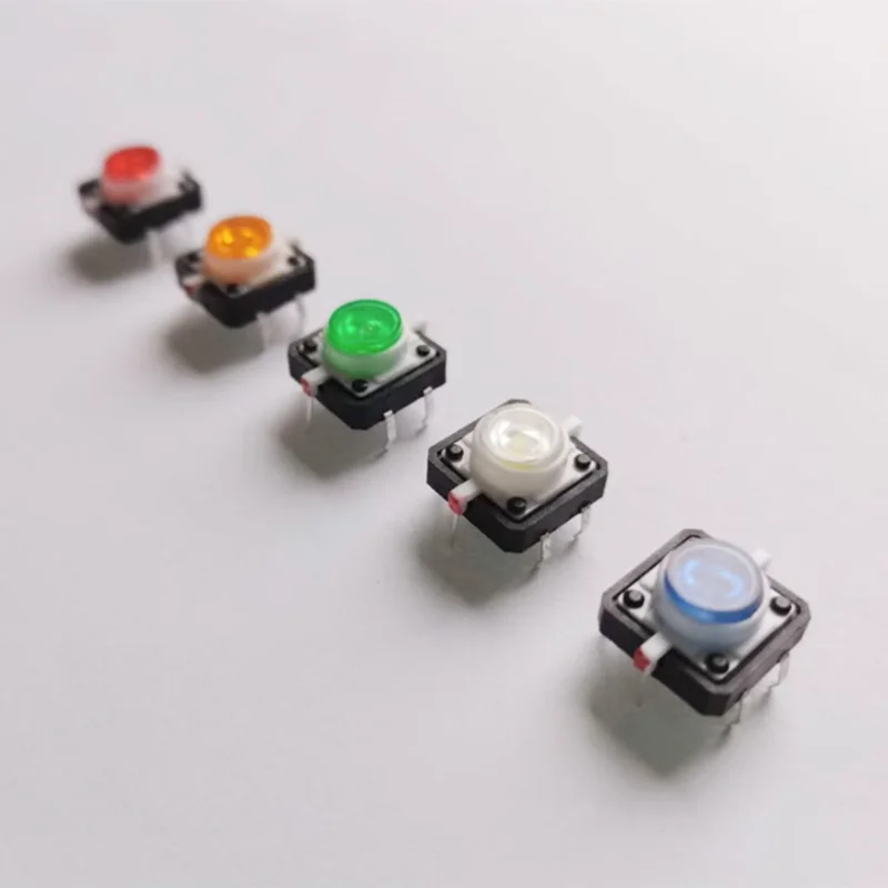 illuminated Tact Switch Push Button With Green /blue/red/white/yellow LED Reset button Switch Momentary LED 5 color 12*12*7.3mm