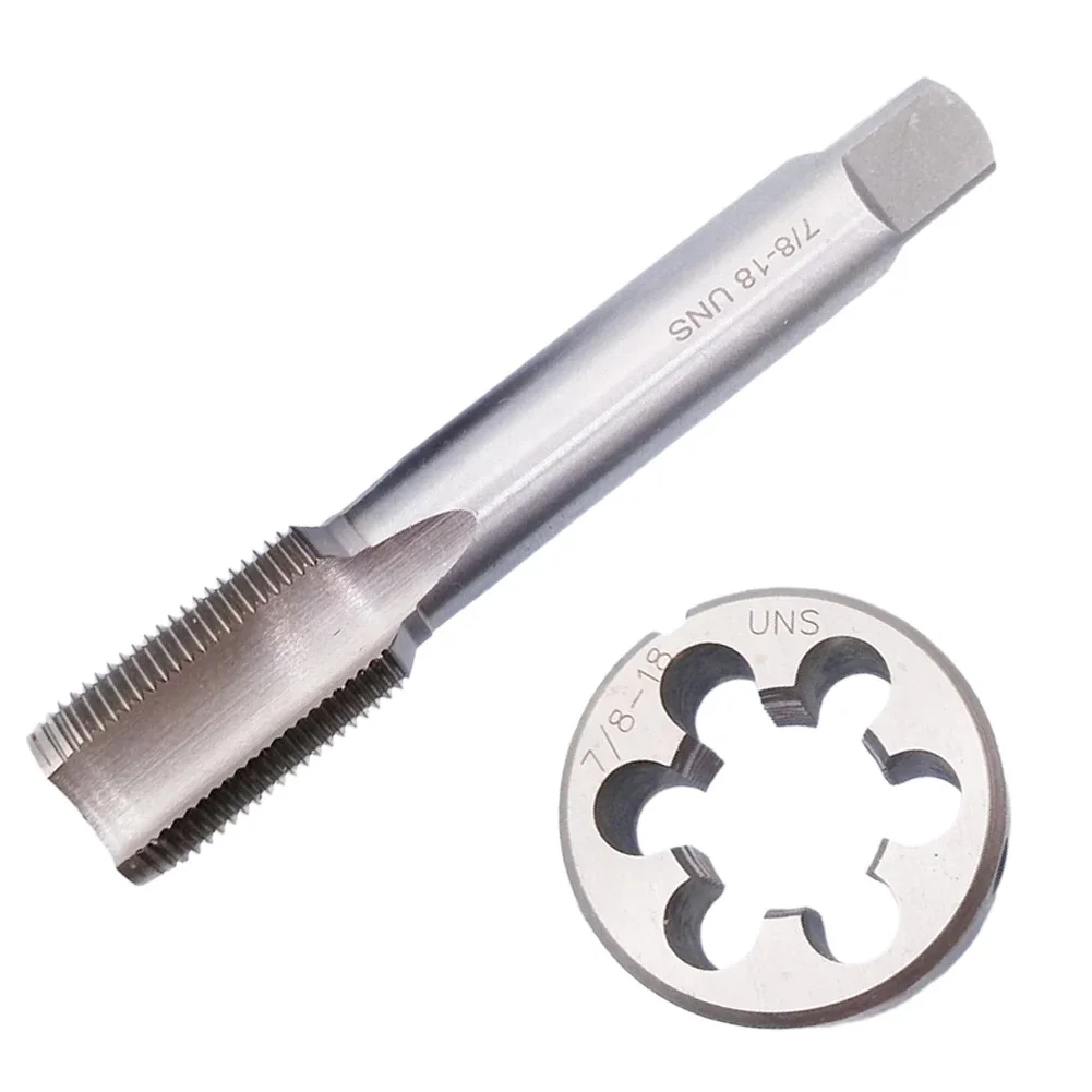 HSS 7/8-18 UNS Tap & 7/8-18 UNS Die Right Hand 112mm Tap Length 45mm Diameter 14mm Height High Quality Handle Tool Parts