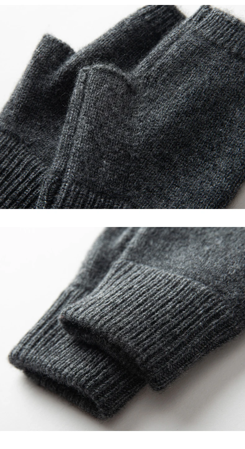 2024 Winter Damen 100 % Kaschmir Handschuhe 15 cm gestrickte fingerlose Handschuhe Y2k Thermohandschuhe Halbfinger verlängern Fäustlinge Armstulpen – Detail 11
