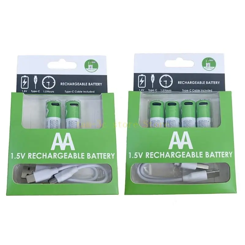 1.5V 2600mWh Rechargeable AA Battery USB AA Lithium Rechargeable Batteries 1200Cycles Constant Output AA Batteries D0UA