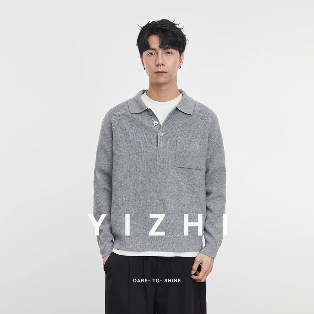Fashion Men's Fake Two-piece Lapel Sweater 2025 Autumn and Winter New Solid Color Warm Long Sleeve Top Men's Polo Shirt Pullover - Image 4