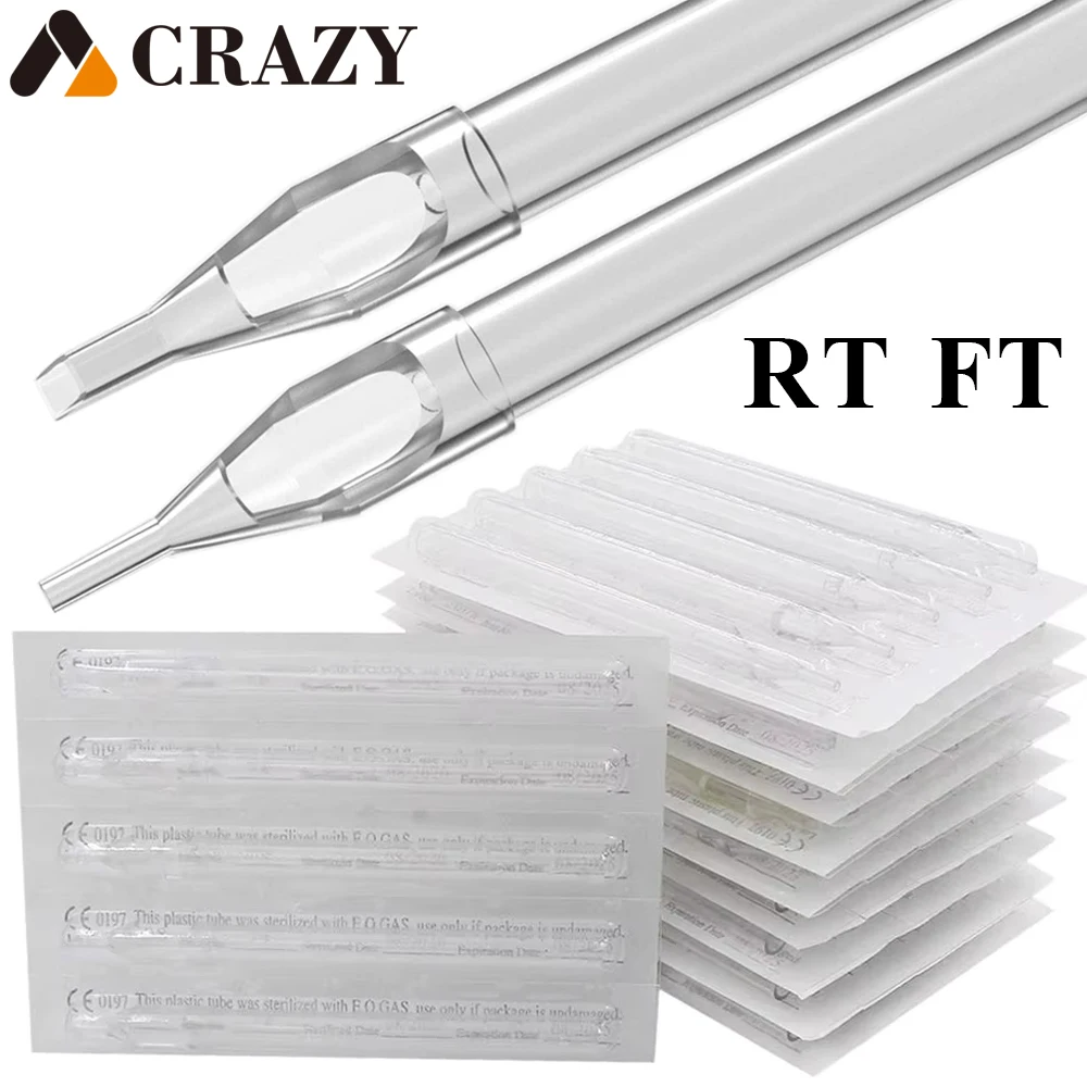 100/50PCS Long Tattoo Nozzles Tips Tube Plastic Sterilized Disposable Tattoo Tips Tube for Coil Machine Needle Supply RT FT