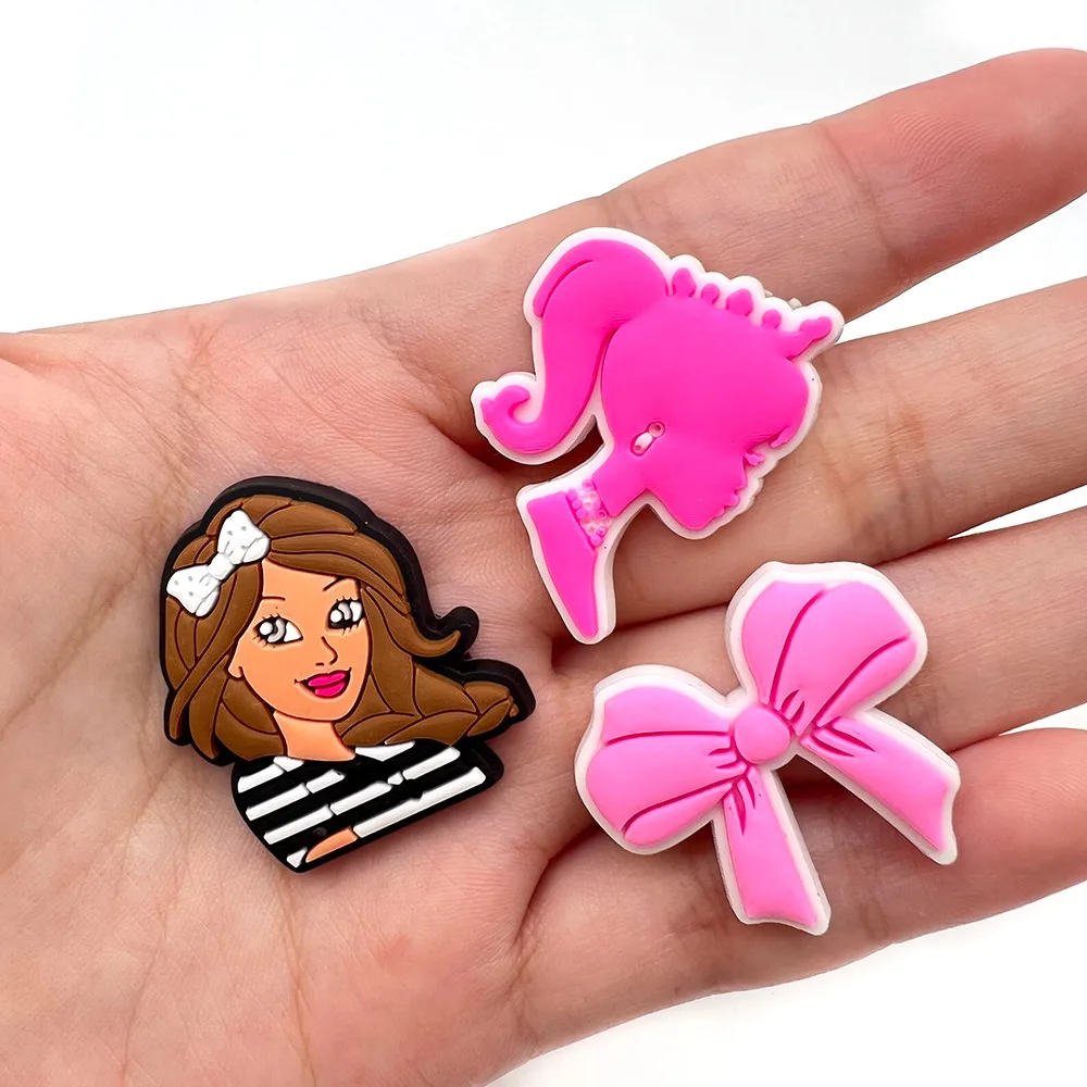 Pink Barbie Series Girls Shoe Charms for Clogs Sandals Decorations Accessories DIY Shoes Decoration Garden Shoes Decor Gifts