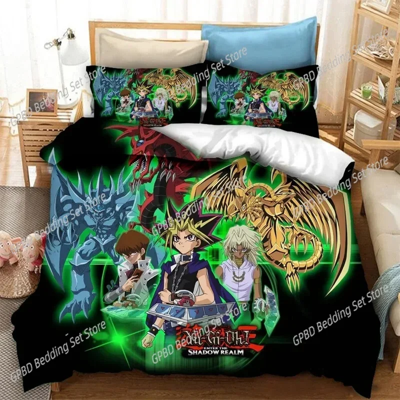 

Anime Yu Gi Oh Duel Yugi Bedding Set 3D Printed Suitable for Bedroom Duvet Cover Set With Pillowcases Kids Home Textile