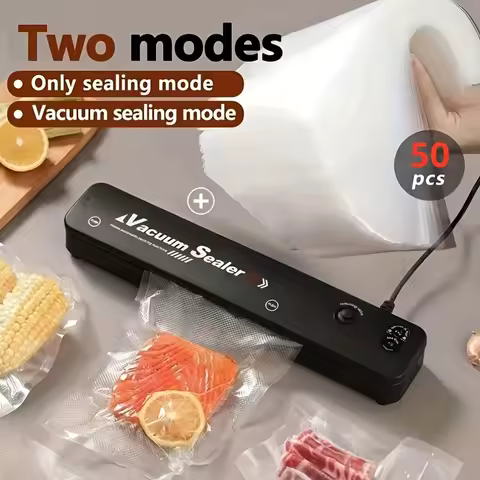 Household Sealing Machine EU Regulations Home Kitchen Vacuum Sealer Machine Easy Use with Cutter and 50PCS 20X30Vacuum Bags