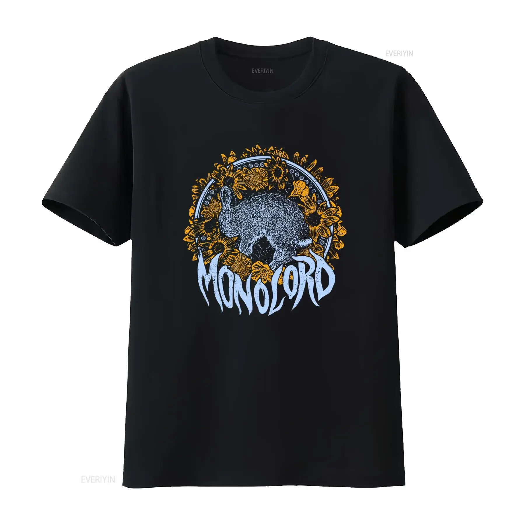 Monolord Your Time To Shine T Shirt with Bunny and Floral Design vintage Washed graphic Breathable Stylish designer clothes