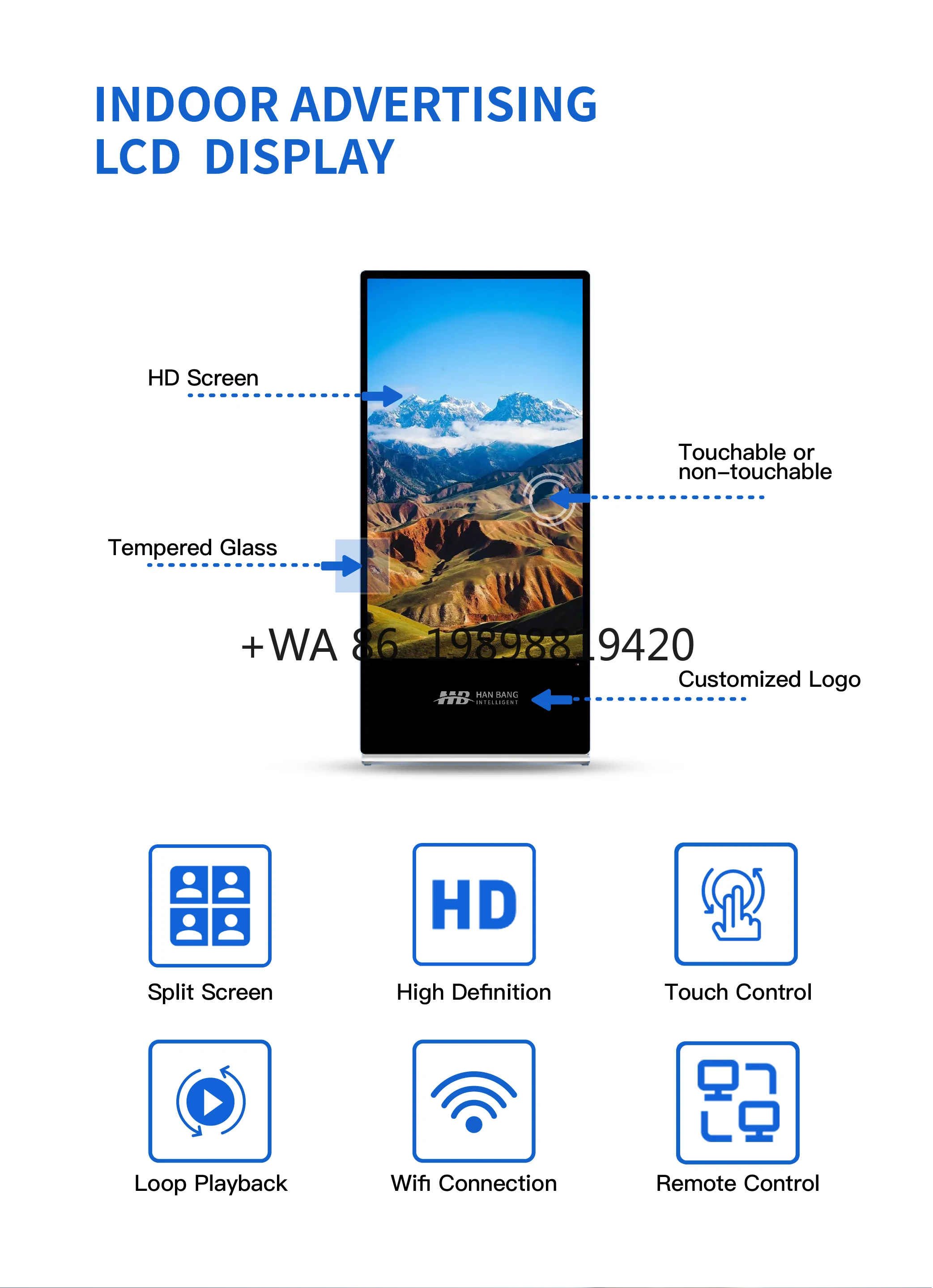 

Indoor LCD Advertising Machine for Shopping Malls and Clothing Stores Attracts Customers in Schools and Hospitals