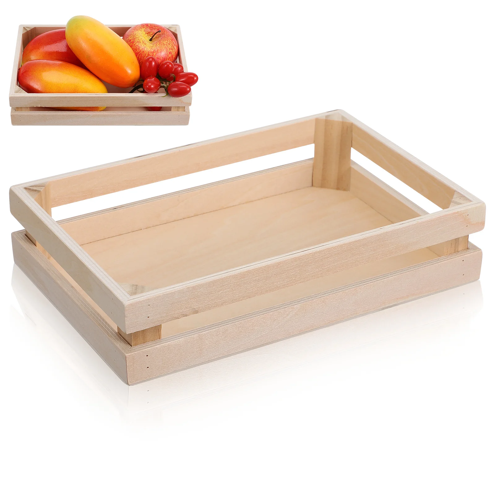 

Wooden Storage Basket Small Size Lightweight Solid Rectangle Container for Home Organization Kids Room Kitchen Study Neatness