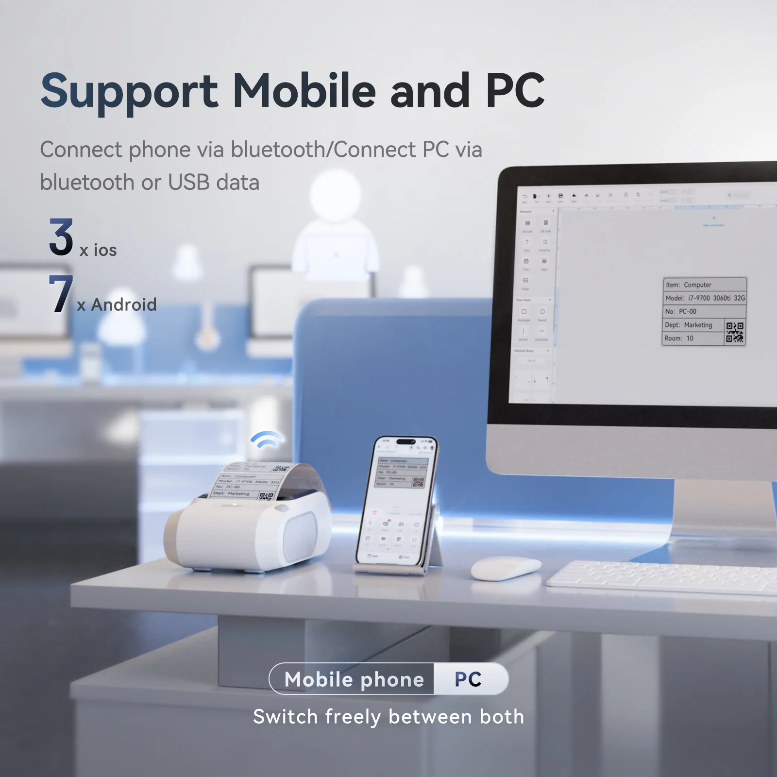 Niimbot جديد 3 بوصة طابعة لاسلكية متنقلة صغيرة طابعة ملصقات نقل حراري M3