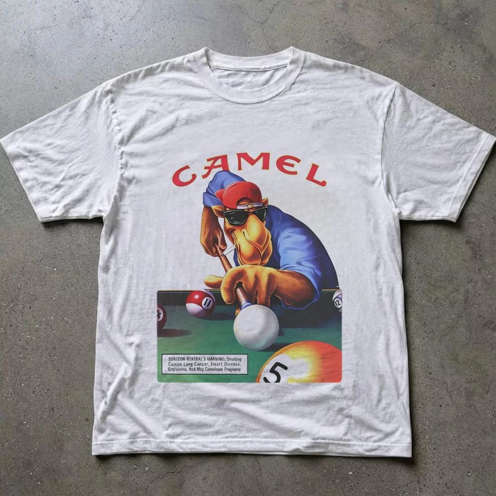 Vintage Camel Graphic T-Shirt Camel Cigarettes Men Women 90s Cotton T-shirt Aesthetic Streetwear Harajuku Y2K Casual Loose Tops