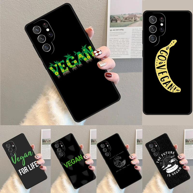 Cover For Samsung Galaxy S24 Ultra S21 S22 S8 S9 S10E Note 10 20 Plus FE S23 Vegan Vegetarian Phone case Coque