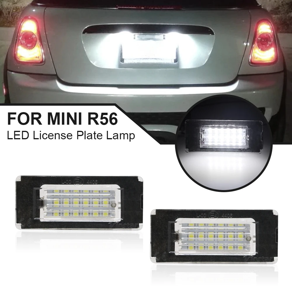 

LED License Plate Light For Mini Cooper R56 R57 R58 R59 2PCS White 18SMD Error Free Number lamp OEM#:51132756227