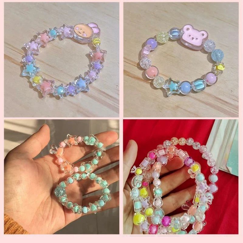 DIY Cute Colorful Beads Bracelets Craft Girls Toys for Kids Children Arts Beading Necklace Making Kit Women Jewelry Accessories