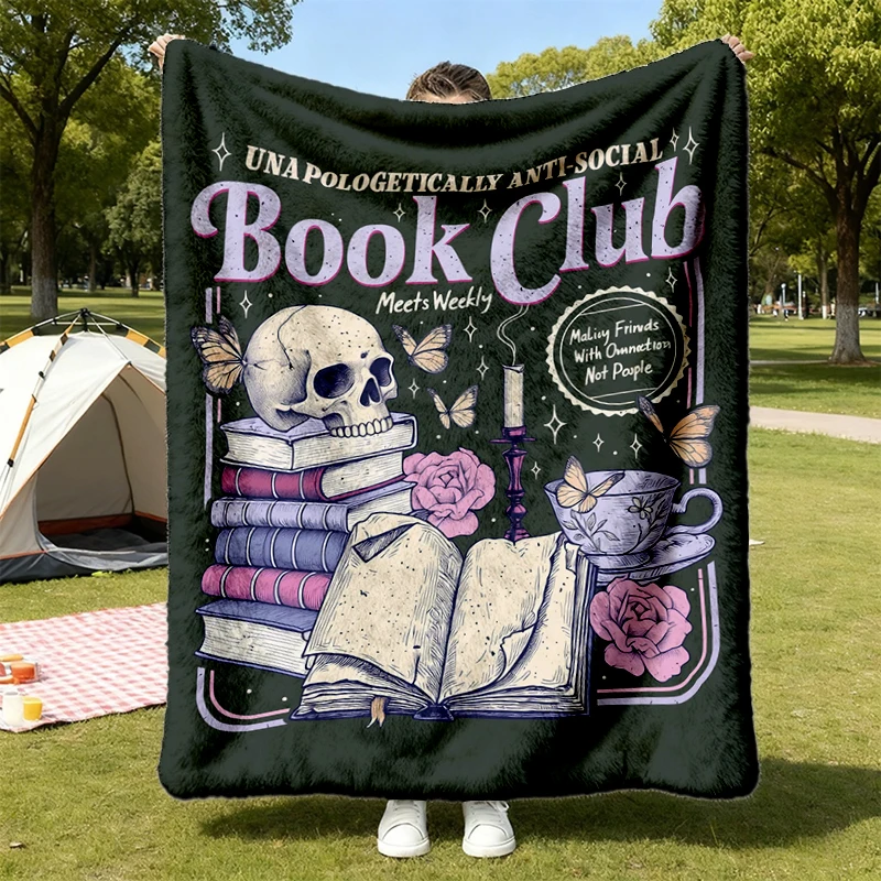 Anti Social Book Club Flannel Blanket , Romance Reader Flannel Throw, Anti Social Reader, Introverted