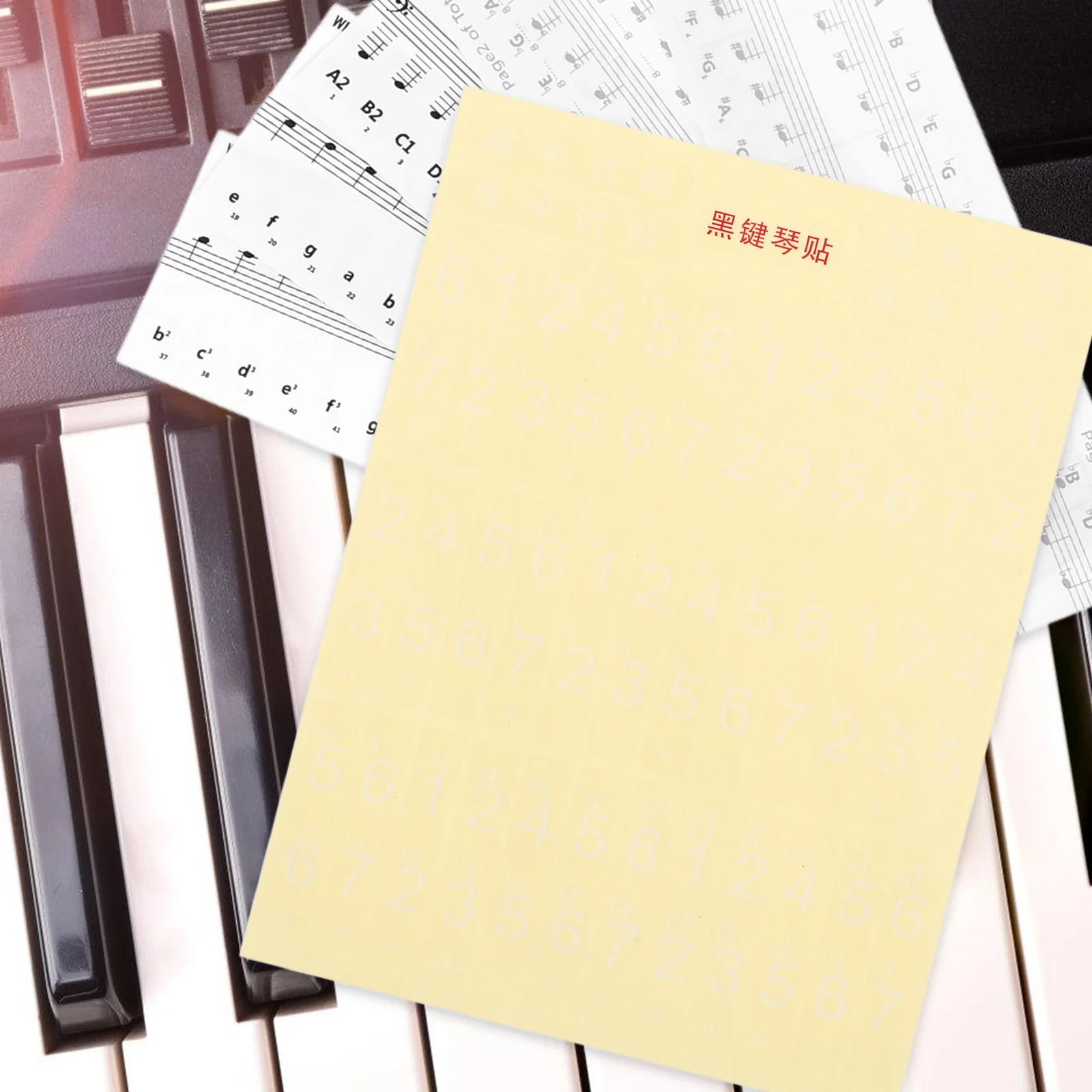 

2 Sets Keyboard Stickers 88 61 54 Keys Transparent Gradient No Glue Piano Beginner Electronic Notes Labels Decals