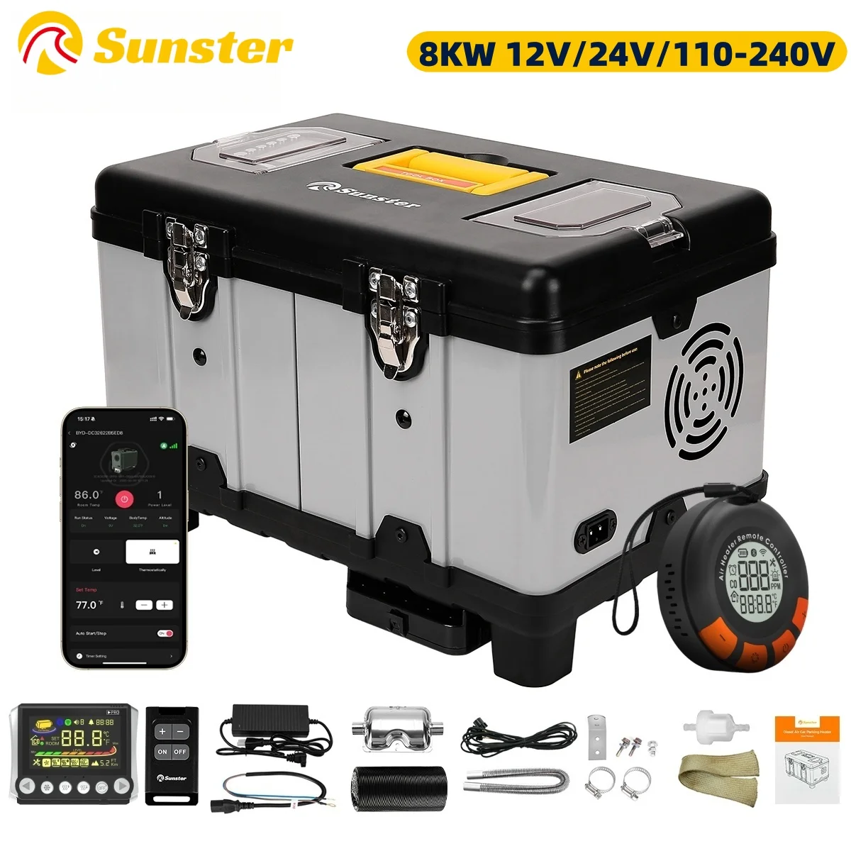 Riscaldatore ausiliario diesel 8KW TB10PRO 110-220V AC 12/24V DC con modalità ad alta quota e modalità di ventilazione Ultra silenzioso per campeggio RVS