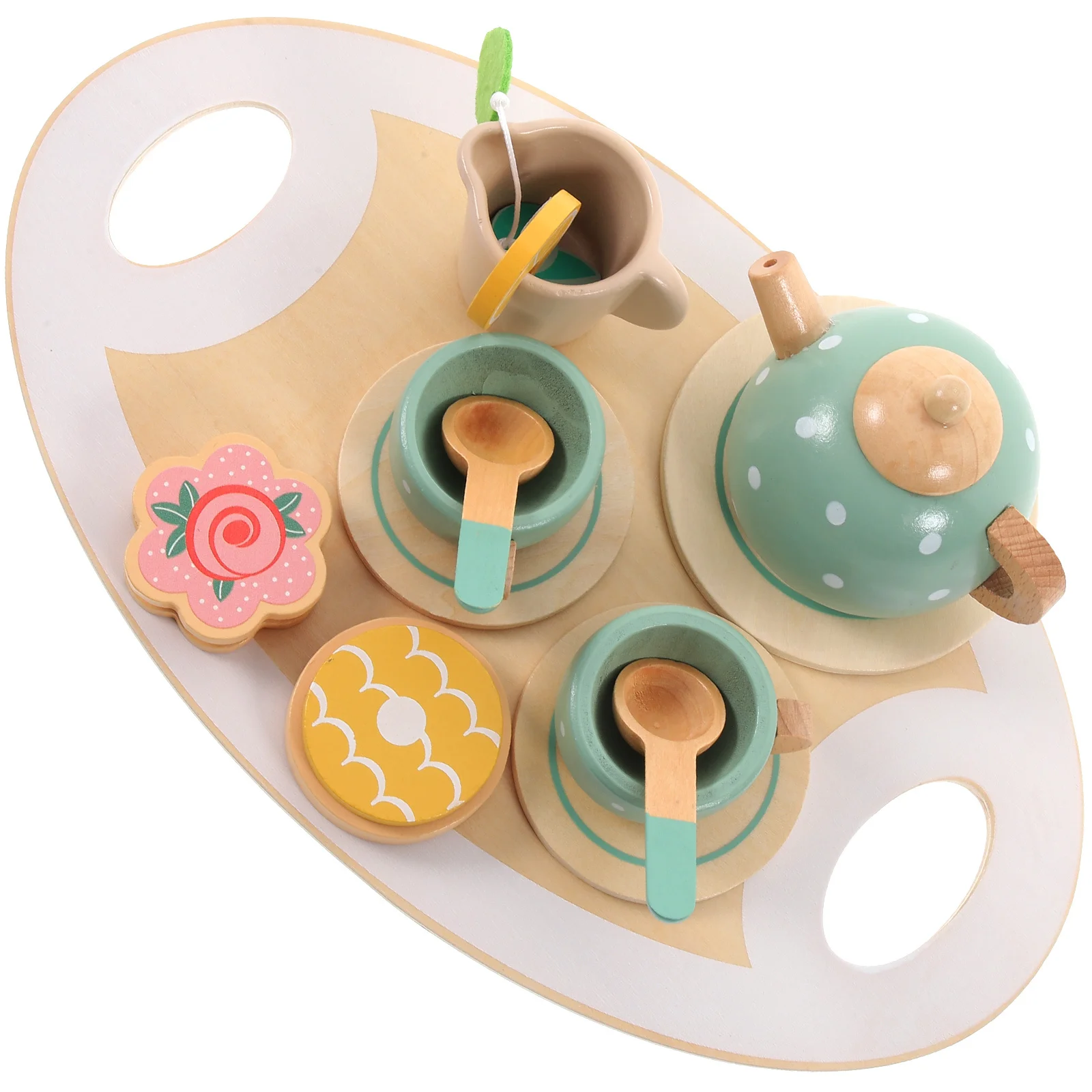 

1Set Colorful Wooden Tea Set Pretend Play Afternoon Tea Set for Toddlers Girls Kids Imaginative Girl Toddler Toys