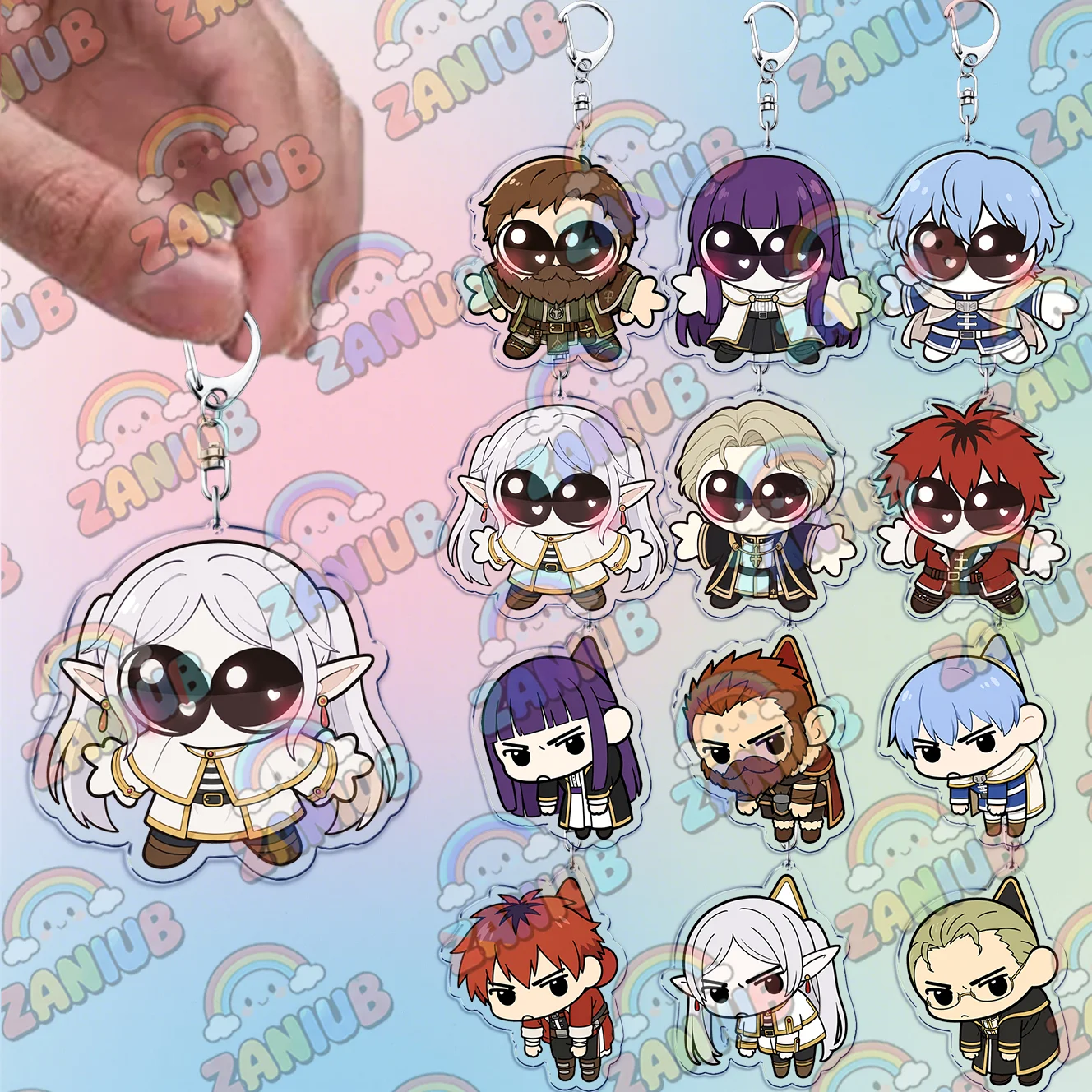 Anime Manga Cute Chibi Keychain Frieren Fern Stark Himmel Acrylic Keyring Bag Charm Backpack Pendant Fans Friends Gift