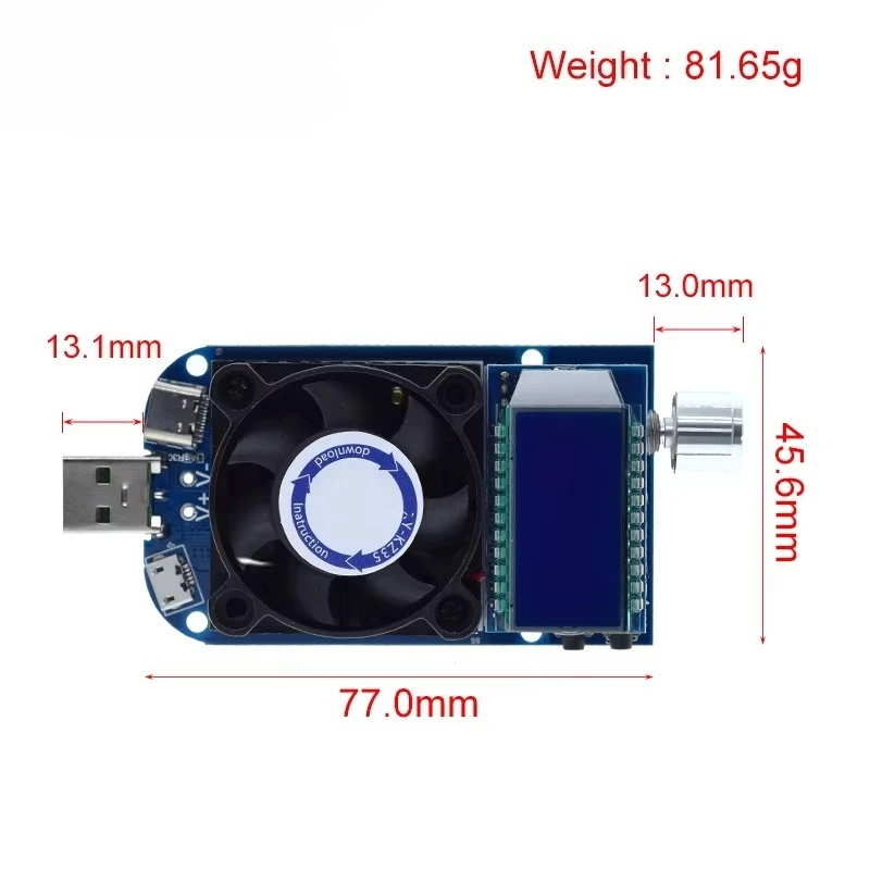 25W 35W QC2.0 QC3.0 USB Electronic load Adjustable Constant Current Aging Resistor Battery voltage capacity tester voltmeter