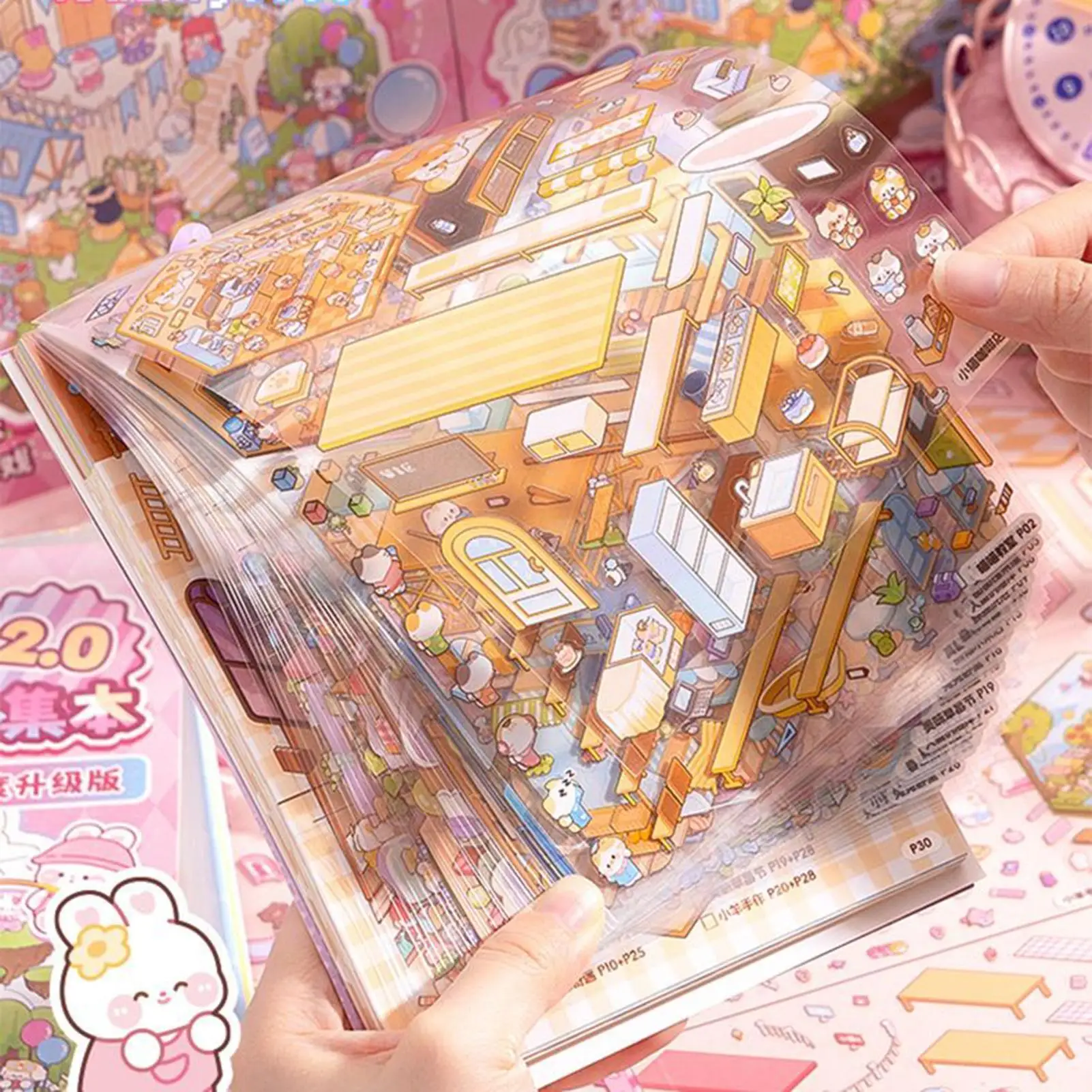 3D Sticker Scene Book Fun Cartoon Landscape Decals DIY 3D Sticker Scene Scrapbook Supplies For Kids Adults Scrapbooking Notebook
