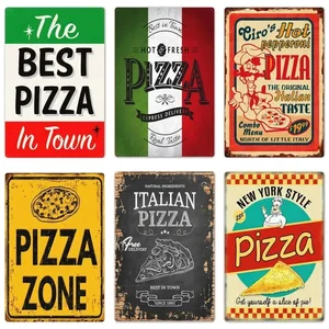 Tolle Vintage Food Metal Signs Zone Pizza Pub Plattenstange Dekoration für Haushaltsplakate hausgemachte Pizza Italienische Wandkunstplatte 8 Hauptverkaufsdekoration Pizza - №7