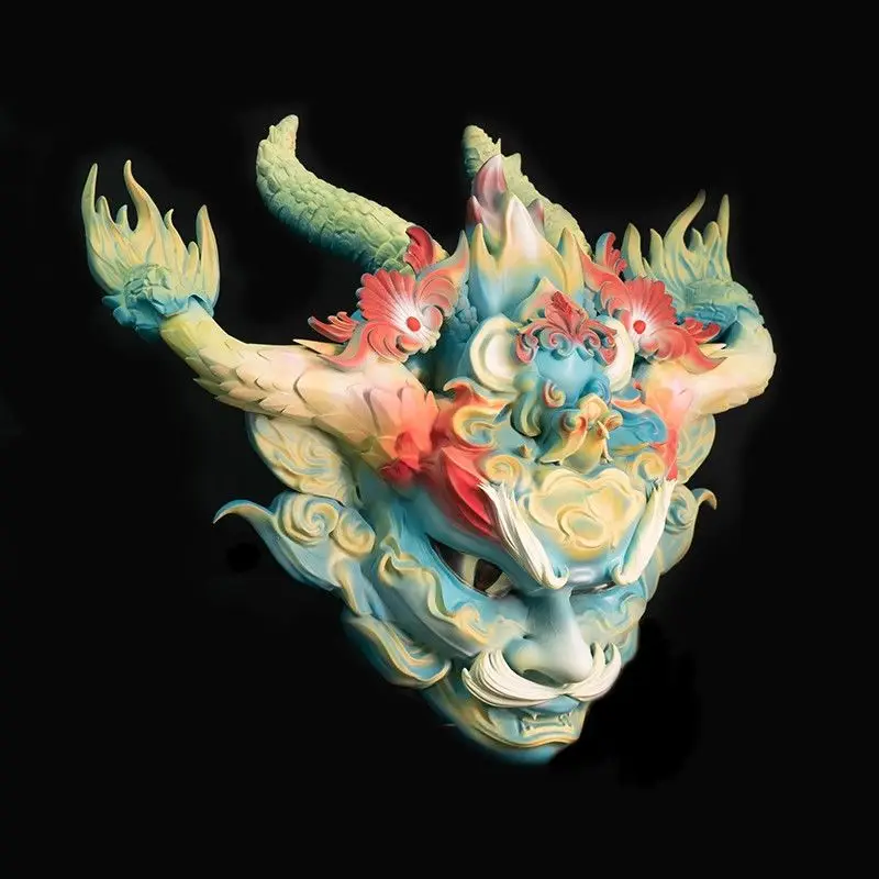 Antiguas historias mitológicas chinas cos Dragon King Nuo máscara de ópera actuación fiesta vestir máscara artesanal de resina