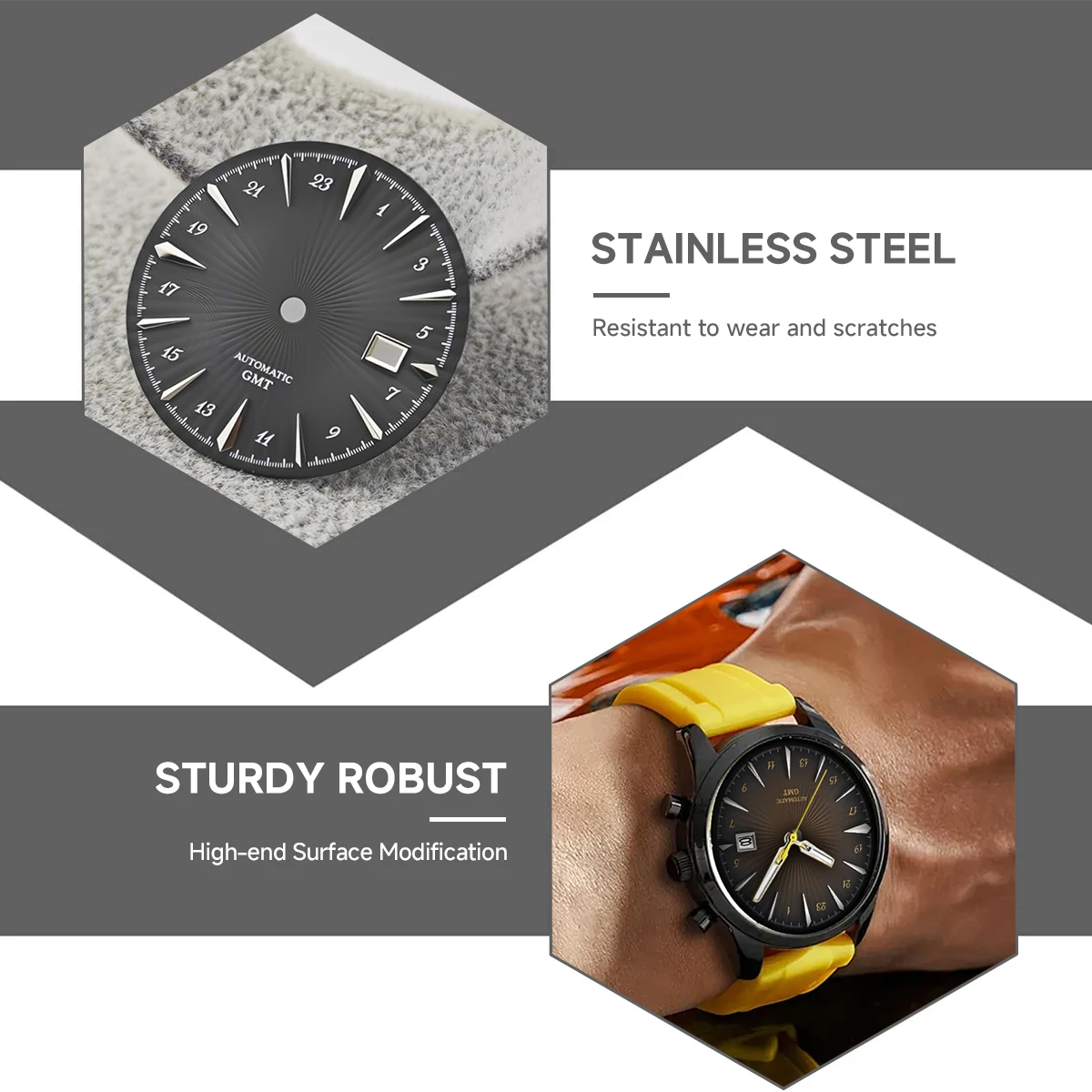 لساعة NH35 GMT ومشاهدة الأيدي لقرص 35 مللي متر تنطبق على ملحقات تعديل علبة الساعة الرجالية لحركة NH34