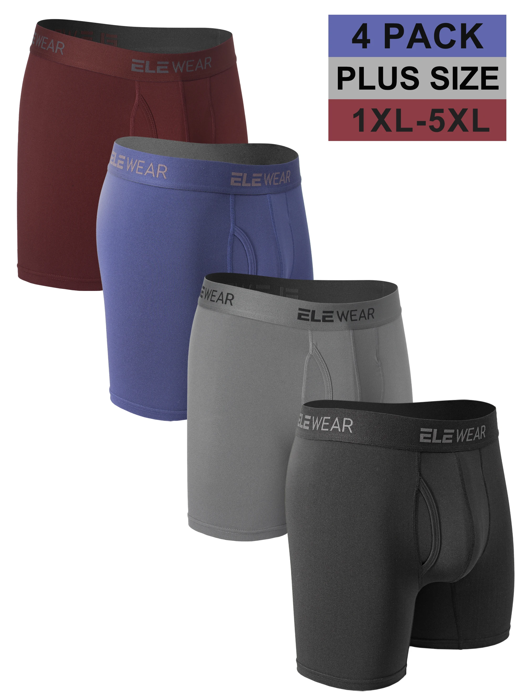 4 حزمة الرجال الملابس الداخلية مع افتتاح تنفس الرجال Boxershorts الرجال سراويل داخلية حجم كبير 1XL-5XL موضة الملاكمين موجز