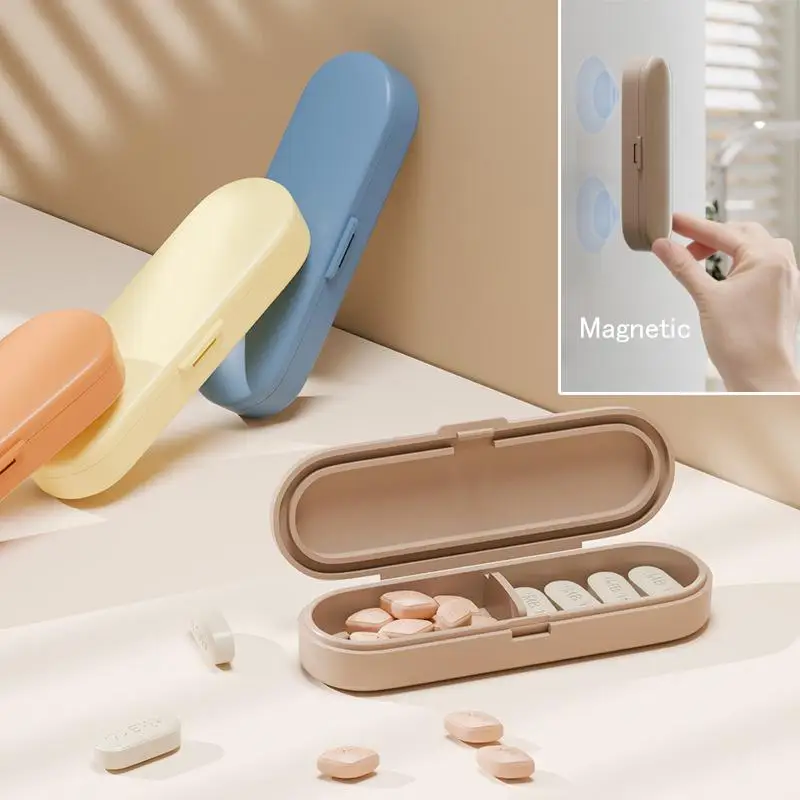 Ultra Mini Portable Medicine Box Magnetic Suction Dispensing Box Portable Special Small Medicine Box Sealed And Light
