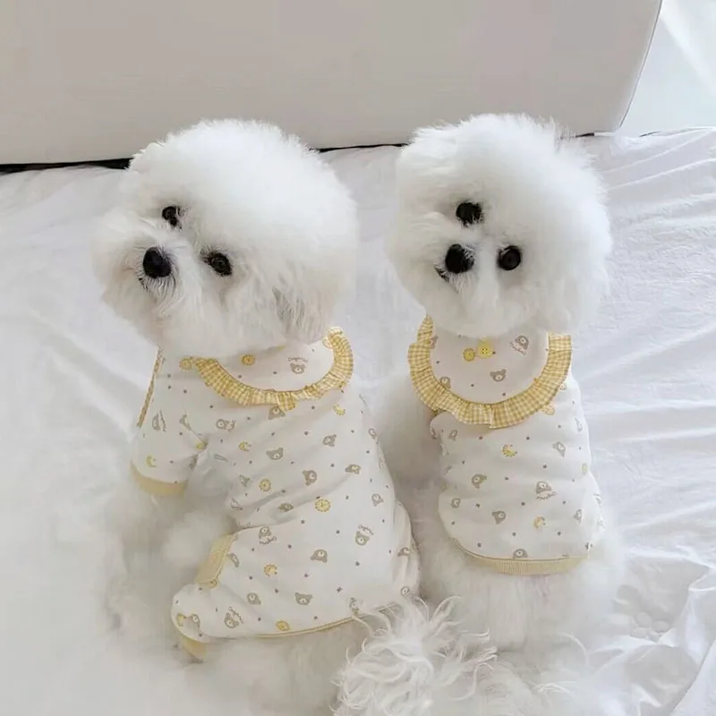 2023 Autumn Dog Clothes Teddy Home Clothing Dog Warm Clothing Bear Pattern Pullover Pet Beautiful Four legged Clothes