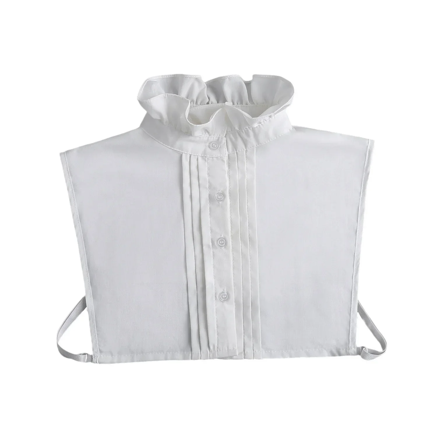 النساء الكشكشة الوقوف وهمية طوق نصف قميص الدانتيل انفصال الياقات الرقبة الديكور الإناث بلوزة بلايز طوق كاذبة #2