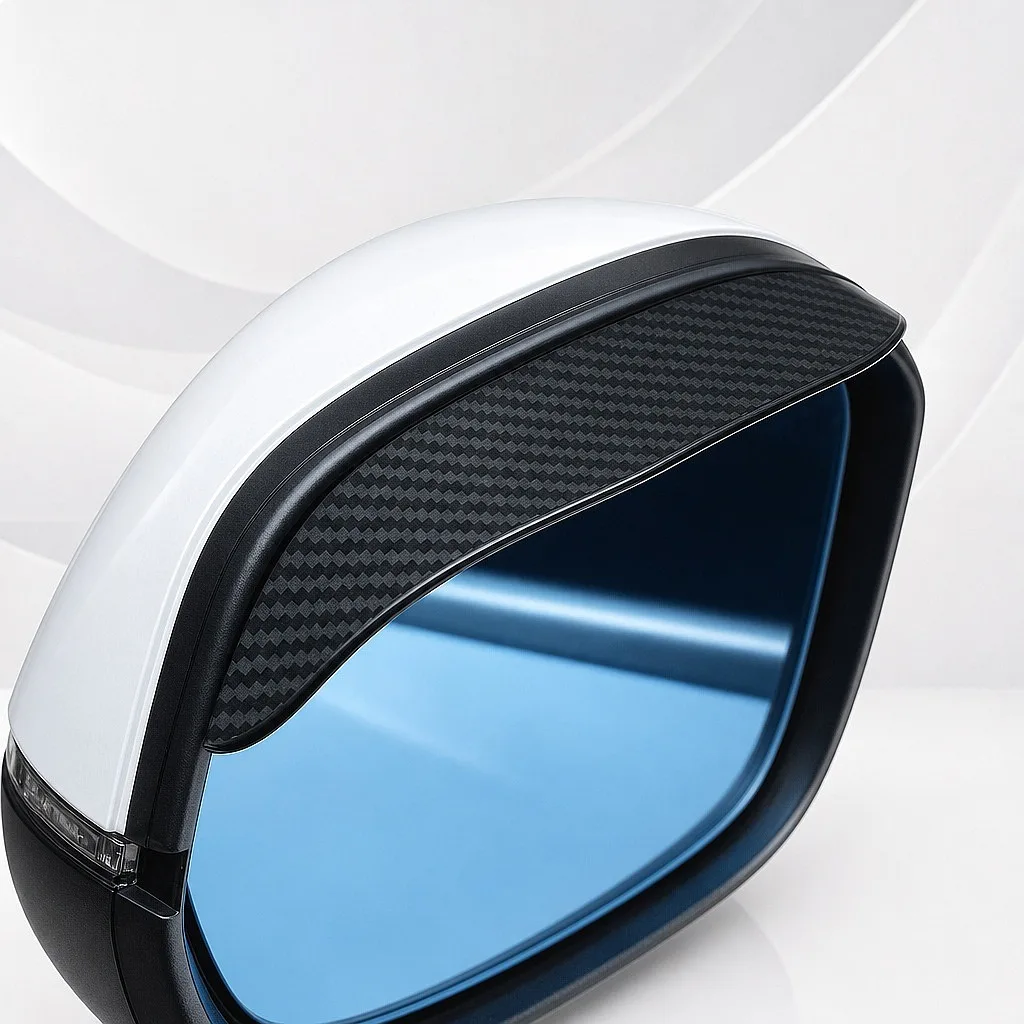 

Factory Supply Car Rearview Mirror Rain Shield Thick Carbon Fiber Texture Rain Guard
