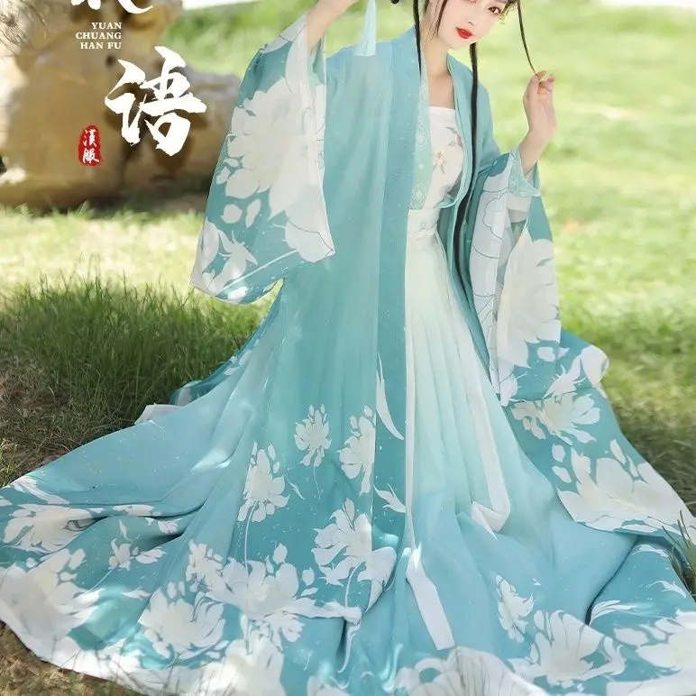 ‌ مجموعة Hanfu Tang Dynasty Ruqun - فستان تقليدي صيني مصنوع يدويًا، ملابس يومية للطلاب، هدية للنساء