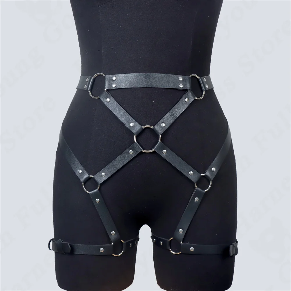 Sexy Leg Garter Harness Woman Chains Leather Thigh Hip Strap Bondage Belt Gothic Adjustable Sword Belt Suspenders Stockings