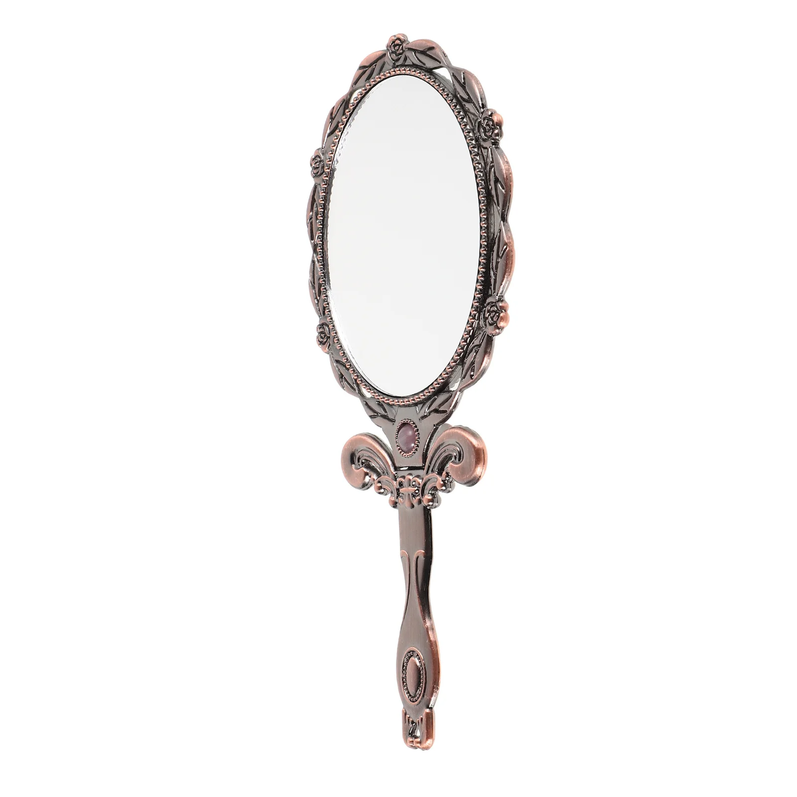

Vintage Handheld Makeup Mirror European Style Folding Handle Portable Reflection Vanity Mirror