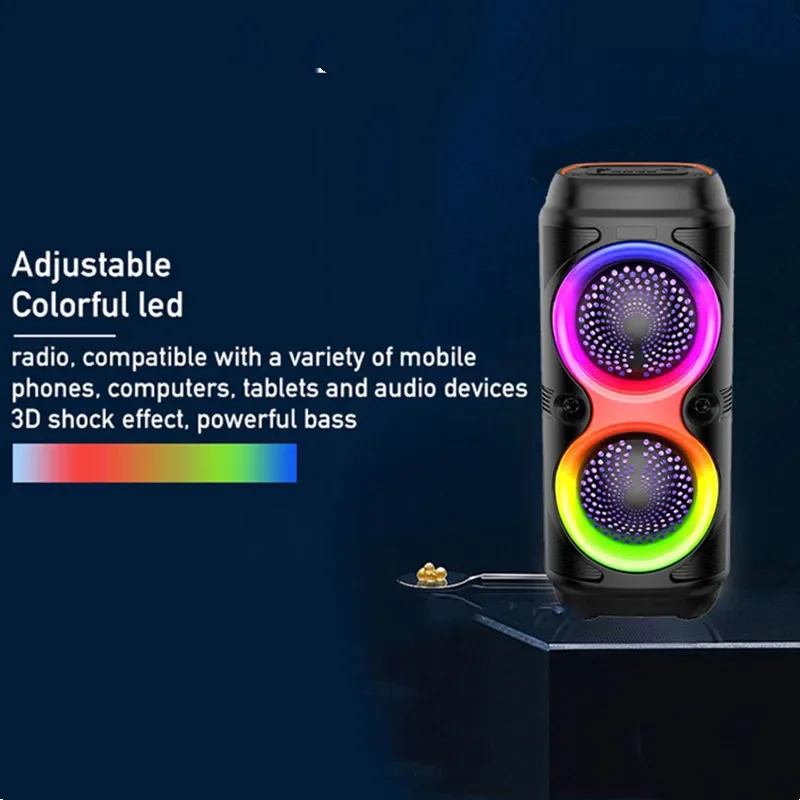 Altoparlanti Bluetooth Wireless Partybox per Karaoke domestico ad alta potenza Outdooor Subwoofer per bassi pesanti Sound box portatile luci RGB FM/TWS