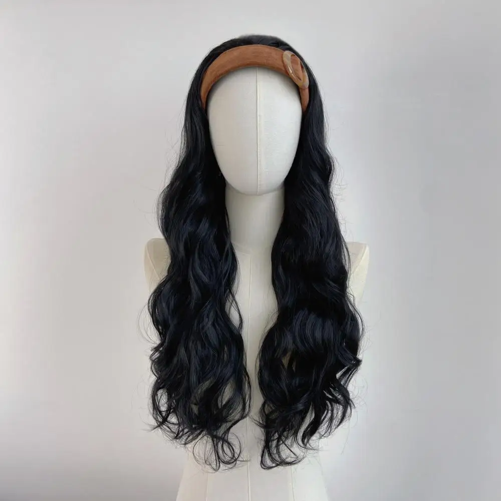Wide Brimmed Brown Headband Long Hair Design For Women, Three Colors Wig Styling, Mother's Day Gift