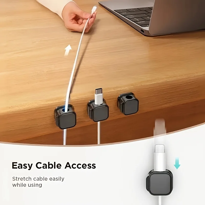 6pcs Magnetic Cable Clips Adjustable Charging Cable Storage Clip for Neat Office Desk, Car and Home Wiring Fixing Storage