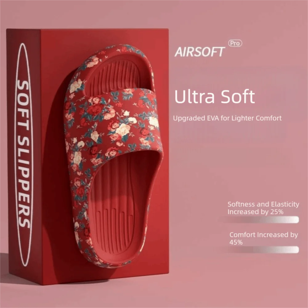 Modische Blumenmuster-Hausschuhe mit Dicker Sohle, Rutschfeste Pantoffeln, Freizeitschuhe für den Sommer – Detail 6